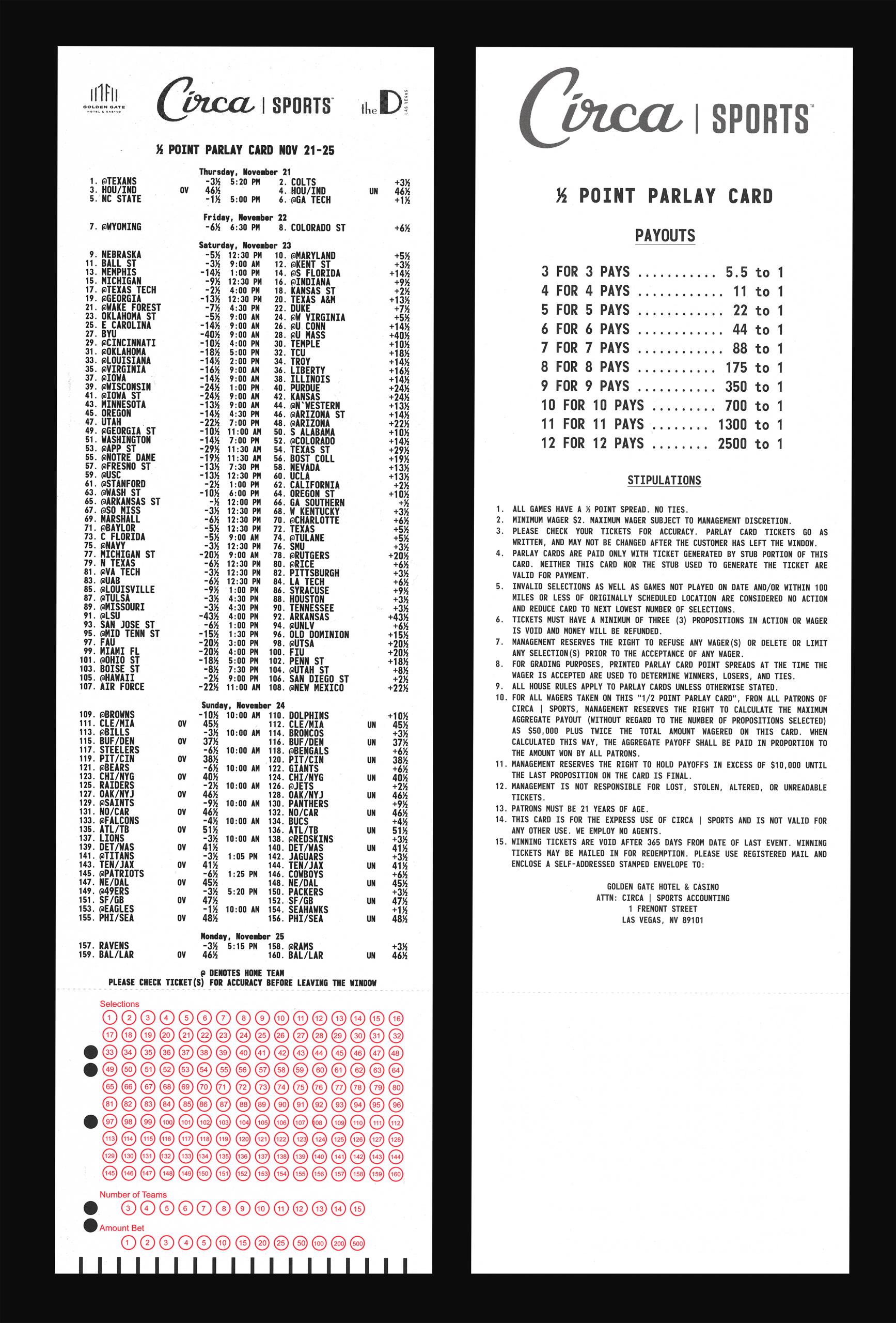Free Printable Parlay Cards