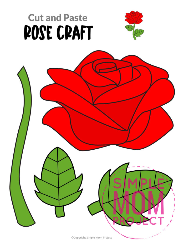 Free Printable Rose Craft Template Simple Mom Project
