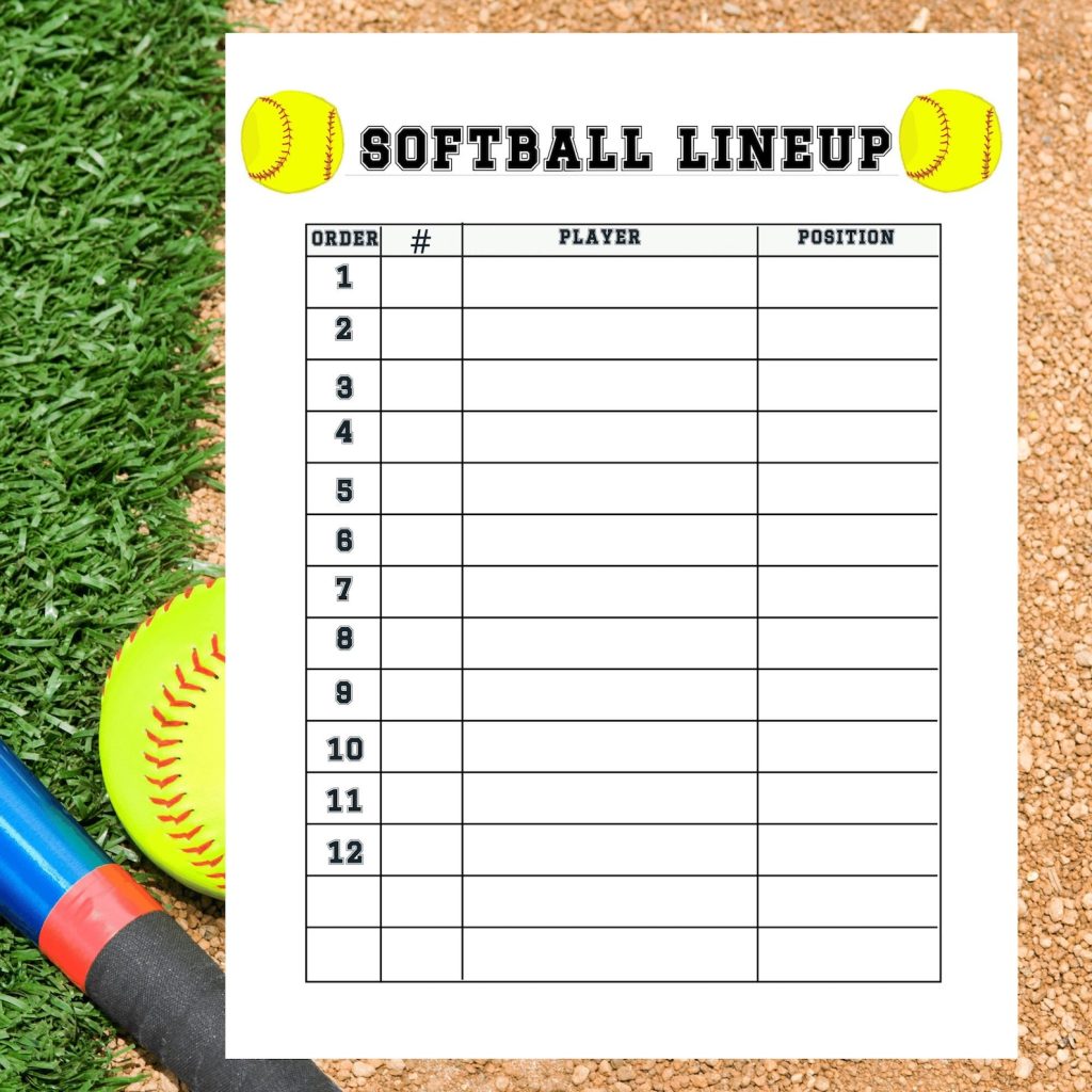 Free Printable Softball Lineup
