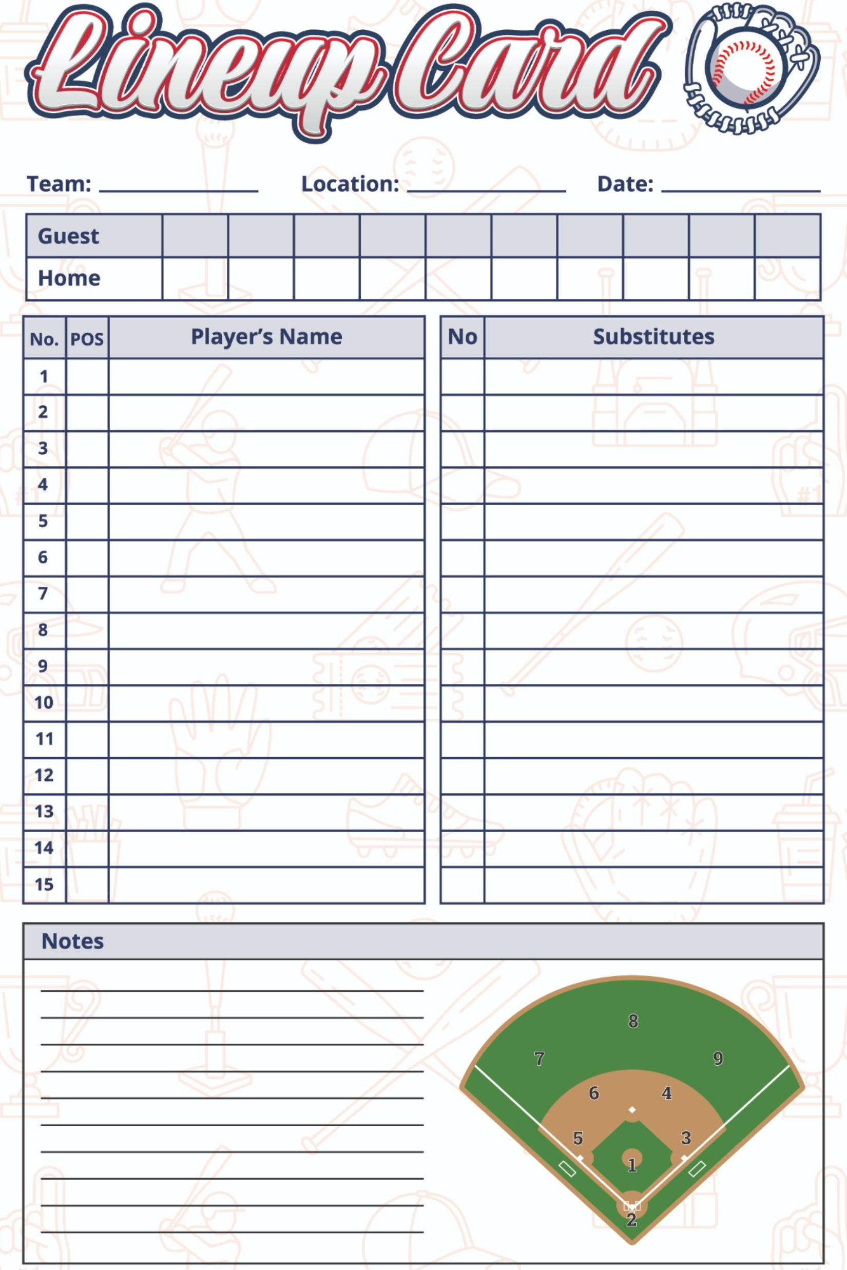 Free Printable Softball Lineup Cards Baseball Lineup Softball 