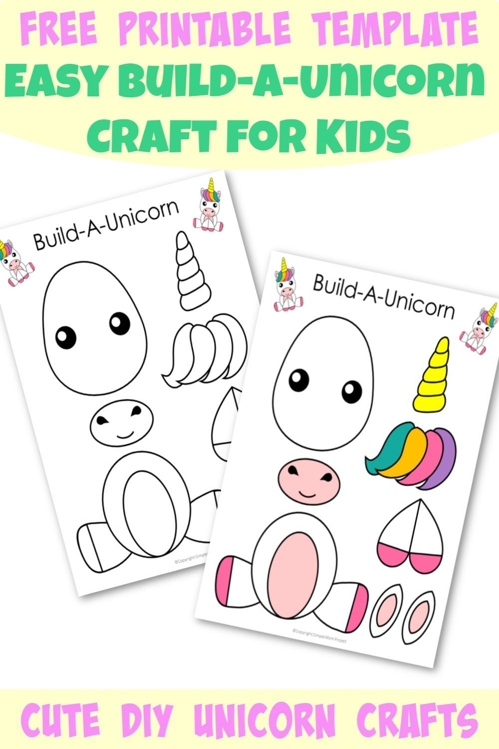 FREE PRINTABLE Template To Build Cute Unicorn Crafts For Kids Trend 
