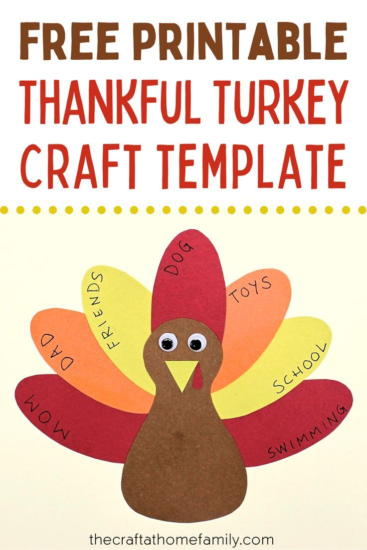 Free Printable Thankful Turkey Craft Template For Kids Turkey Craft 