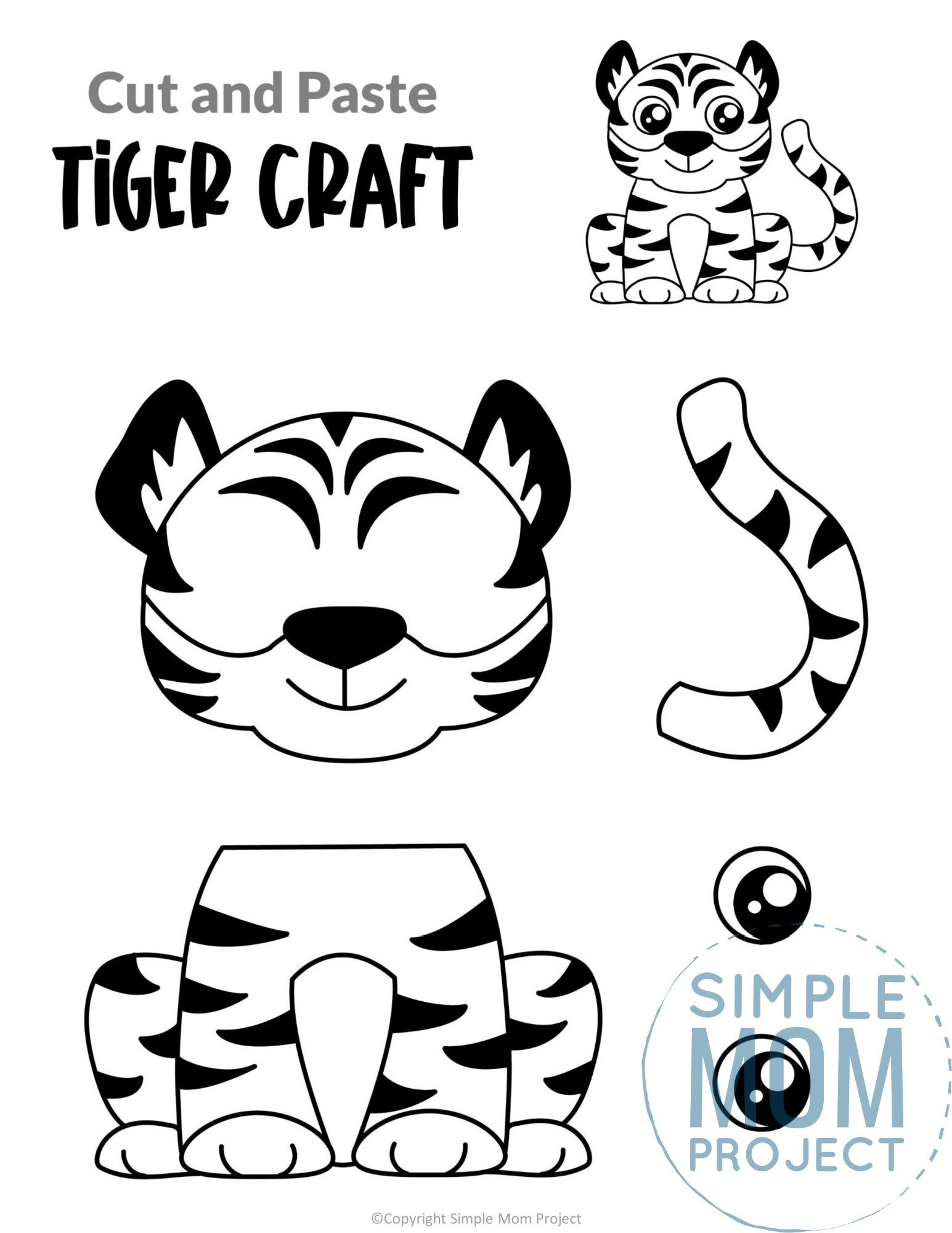 Free Printable Tiger Craft Template Simple Mom Project Tiger Crafts 
