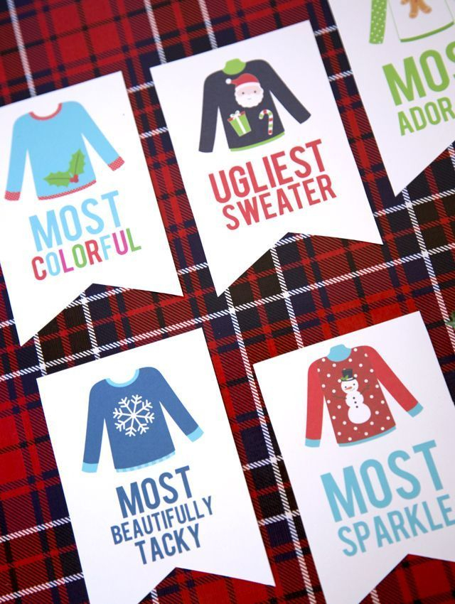 Free Printable Ugly Sweater Christmas Party Awards Tacky Christmas Party Christmas Party 
