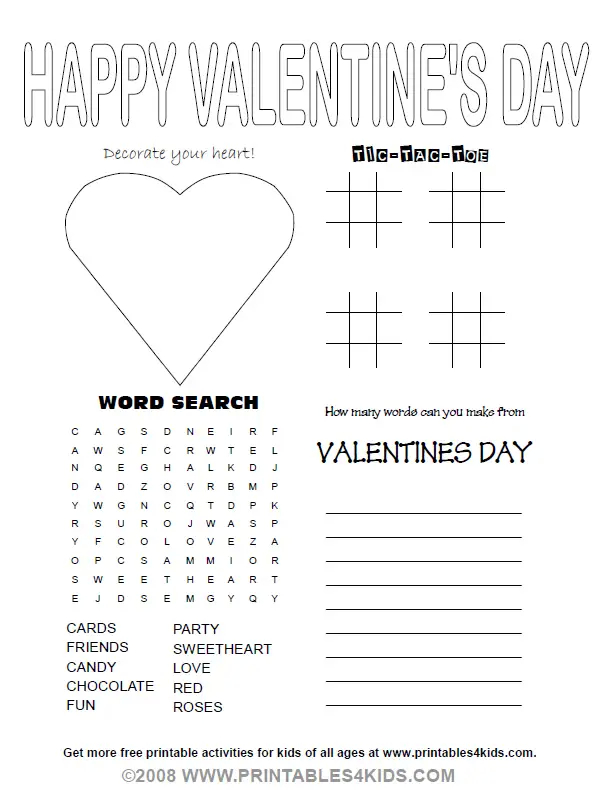free printable valentine activities for kindergarten