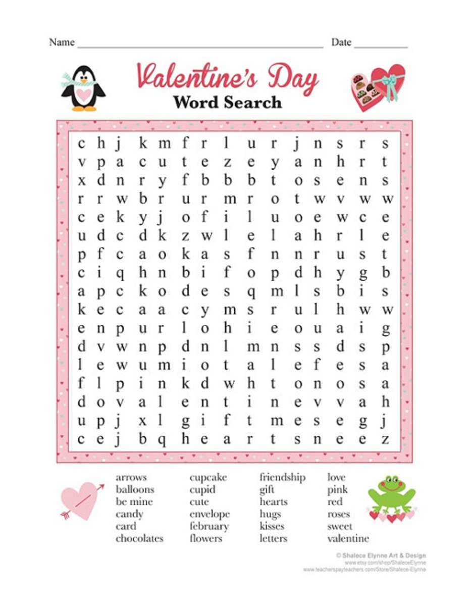 Free Printable Valentine Activities Printable Word Searches