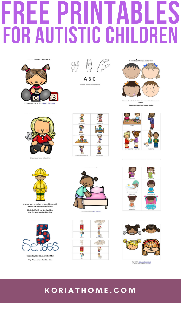 Free Printables For Autistic Children And Their Families Or Caregivers 