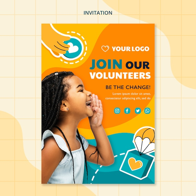 Free PSD Children Charity Event Invitation Template