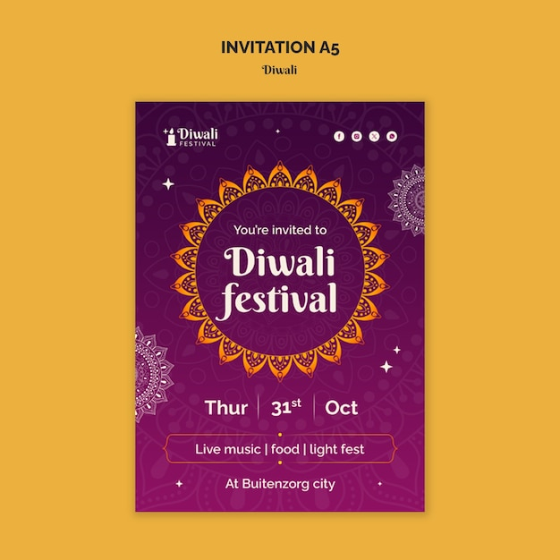 Free PSD Diwali Invitation Template Design