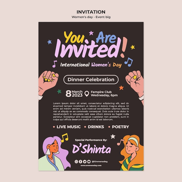 Free PSD Women 39 s Day Celebration Invitation Template