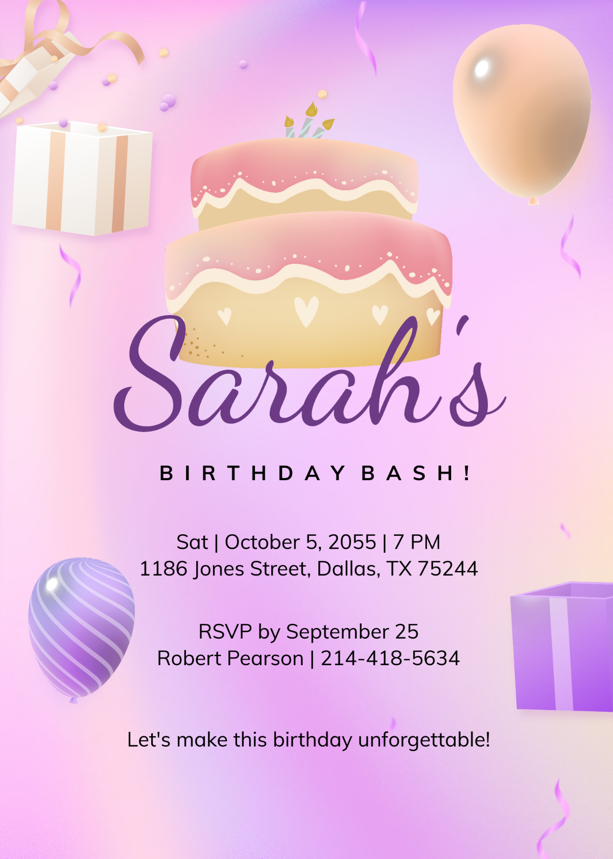 invitation template purple