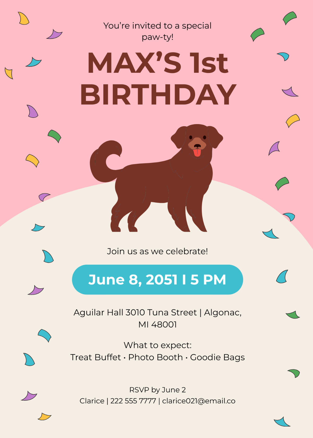 Free Red Dog Birthday Invitation Template To Edit Online