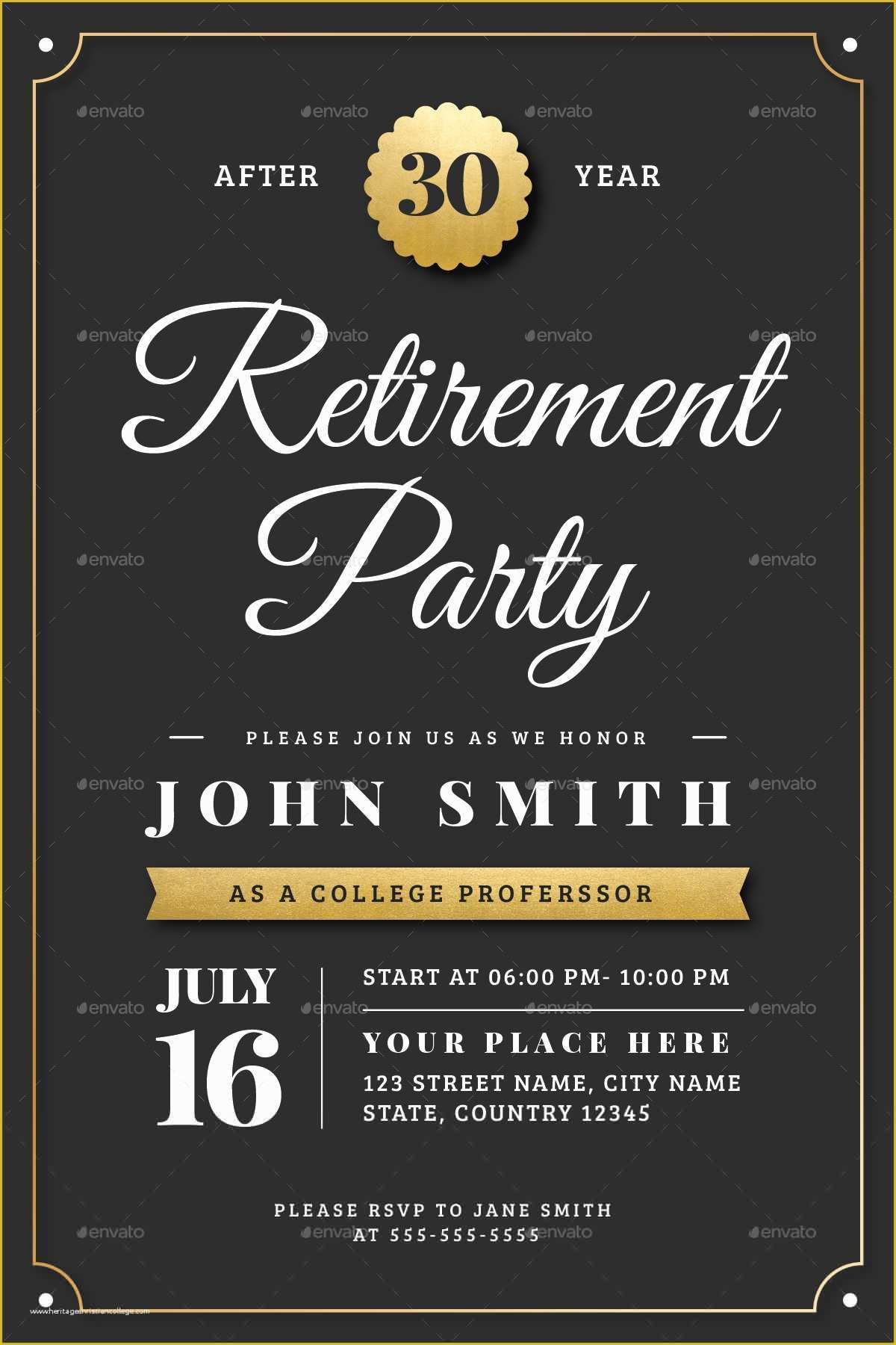 Free Retirement Invitation Template Of Gold Retirement Invitation Flyer 