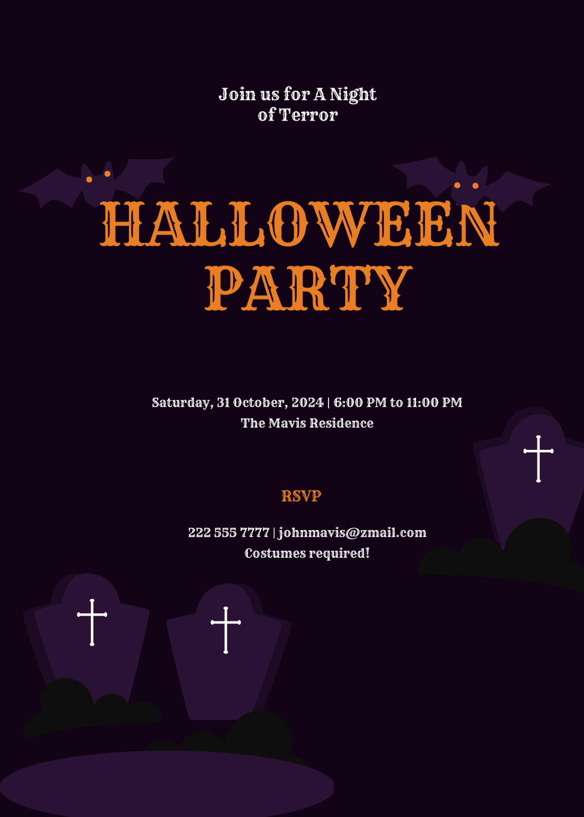 Free Scary Halloween Invitation Template To Edit Online