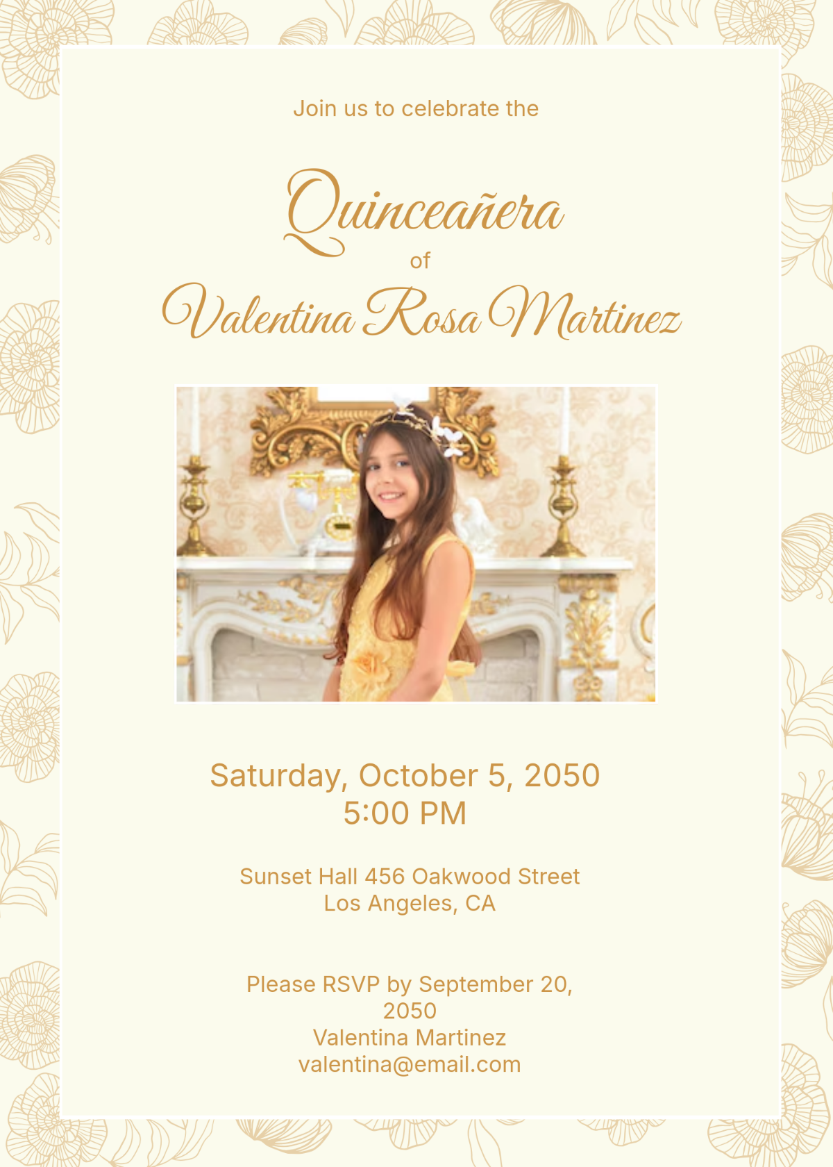 Free Simple Quincea era Invitation Template To Edit Online Free Simple Quincea era Invitation Template To Edit Online