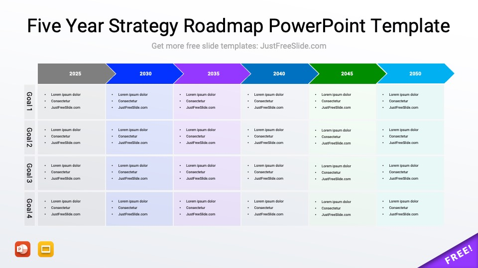 Free Strategy Roadmap PPT Template 3 Slides Just Free Slide