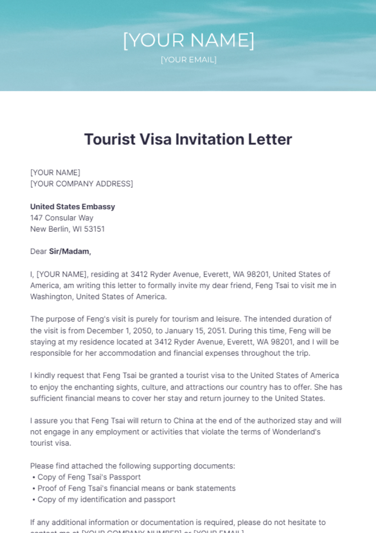 FREE Visa Invitation Letter Templates Examples Edit Online 