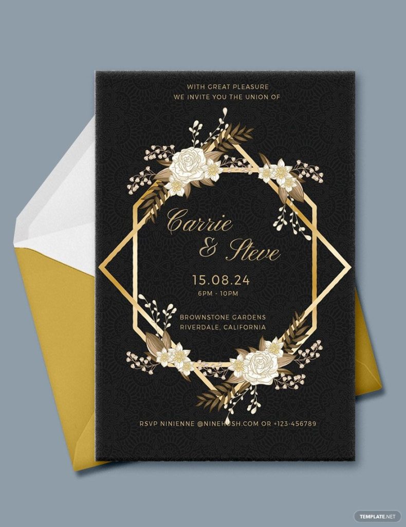 Free White And Gold Wedding Invitation Template Download In Word