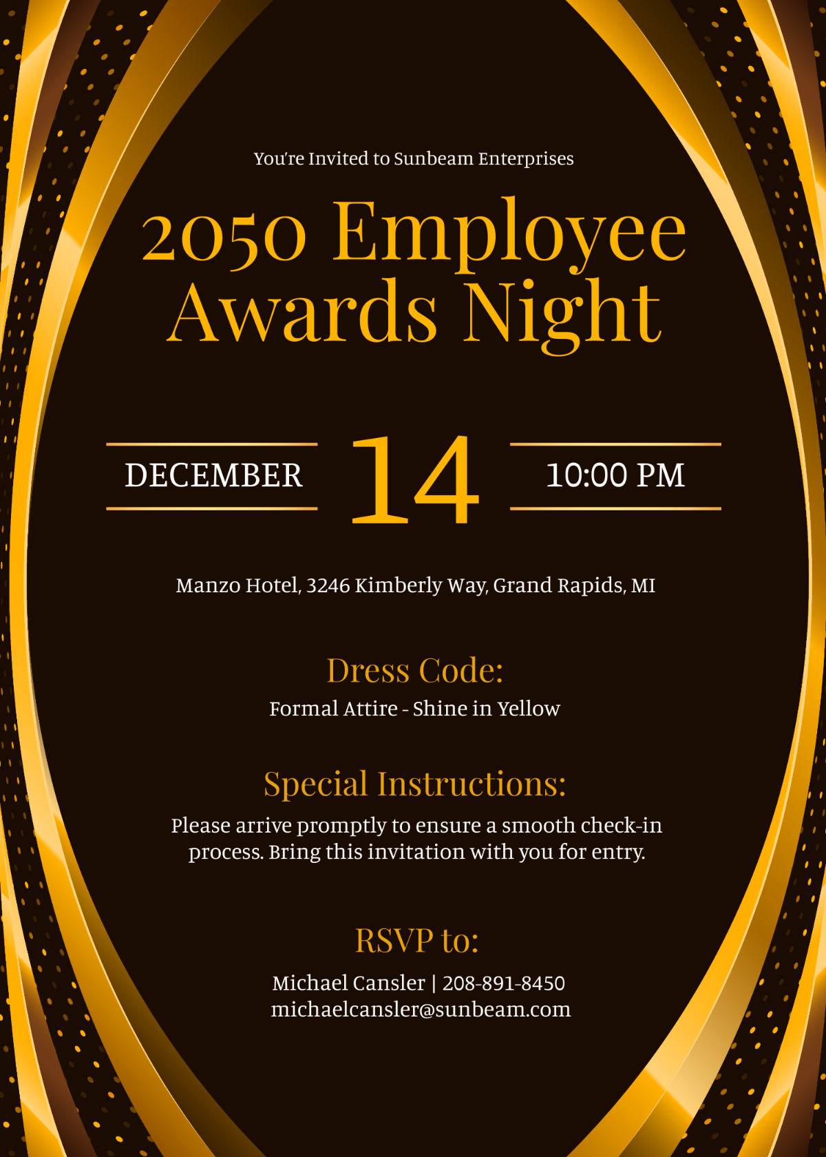 Free Yellow Awards Night Invitation Template To Edit Online