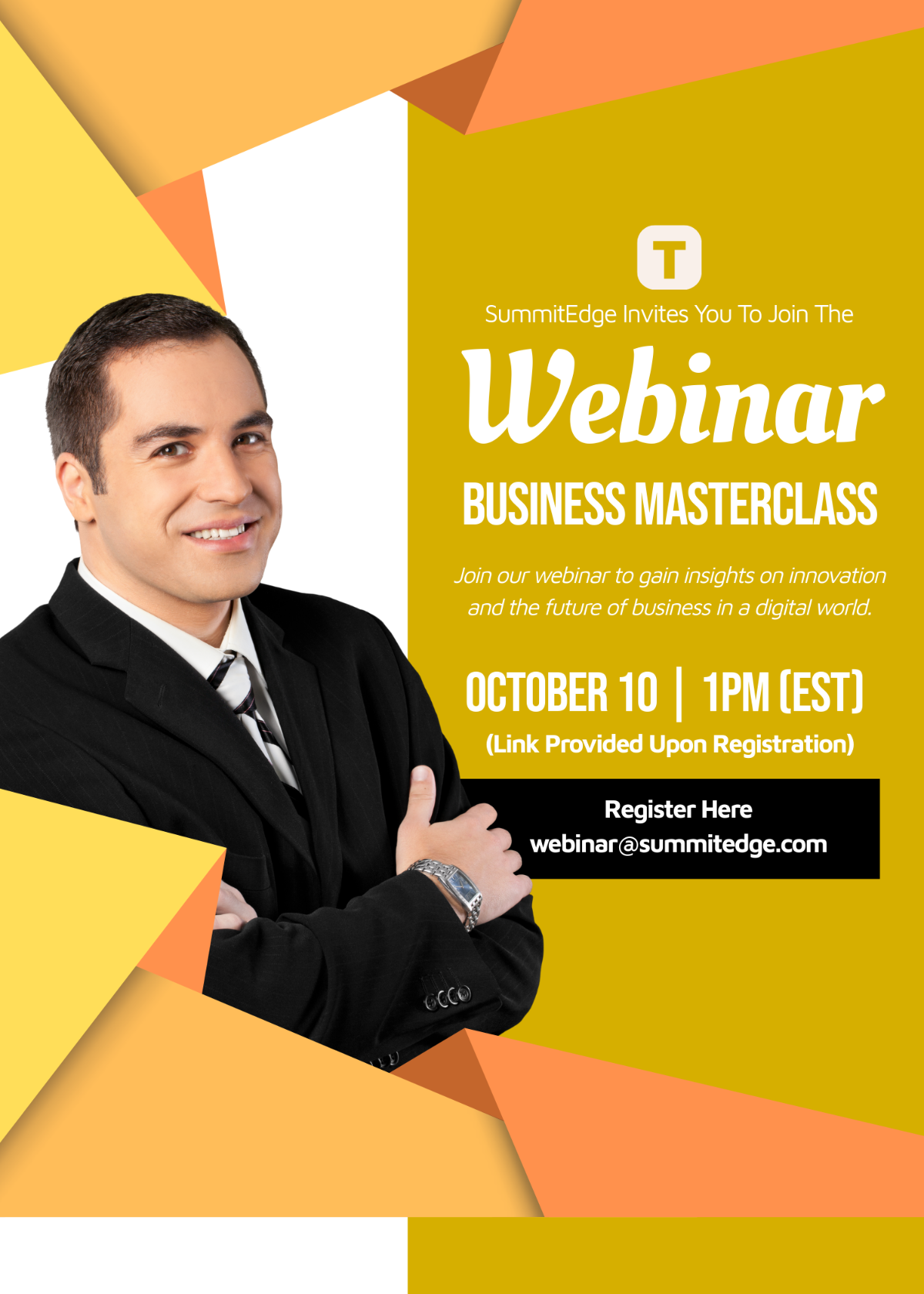 Free Yellow Company Webinar Event Invitation Template To Edit Online