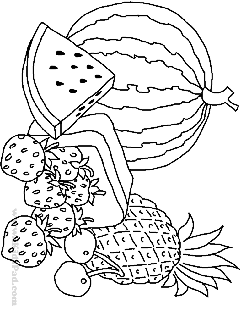 Fruits And Vegetables Coloring Pages For Kids Printable Coloring Home