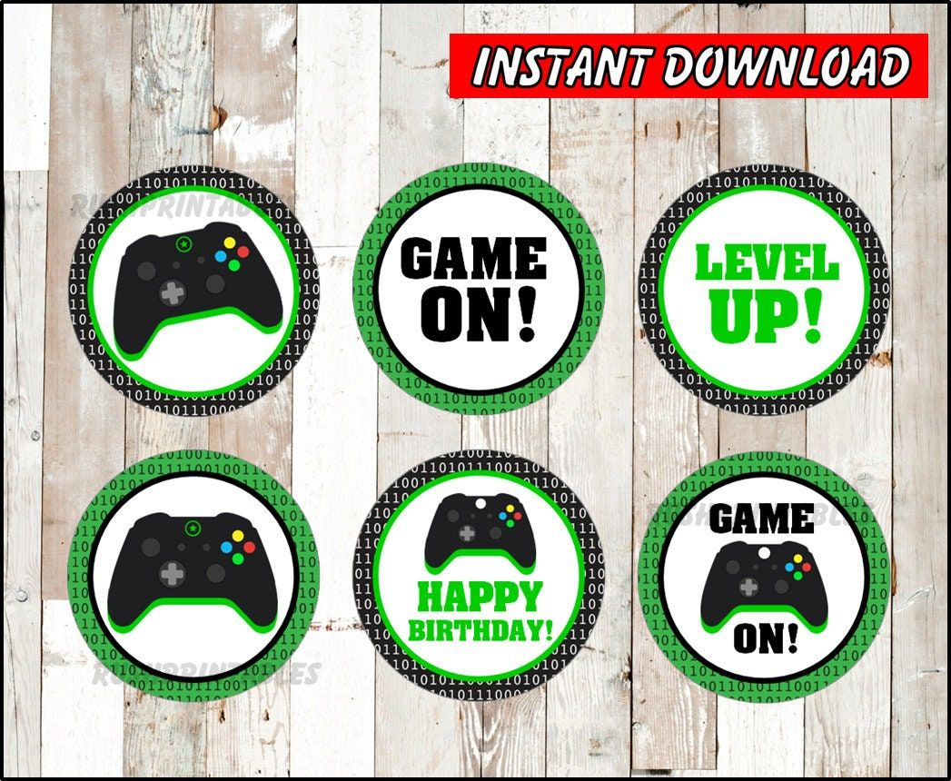 Gamer Cupcakes Toppers Instant Download Video Game Party Toppers 