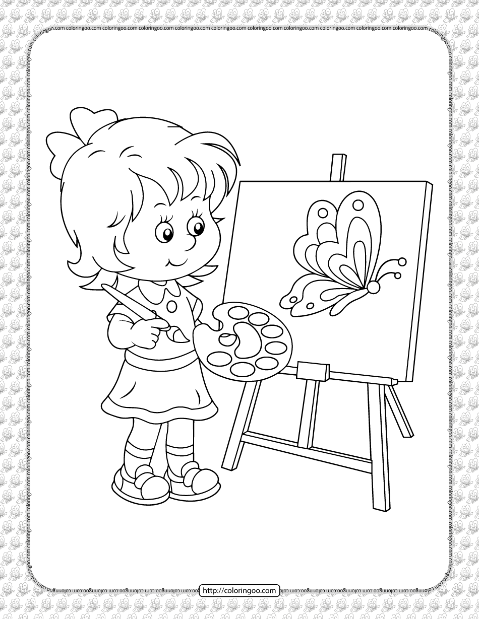 Girl Painting Coloring Page