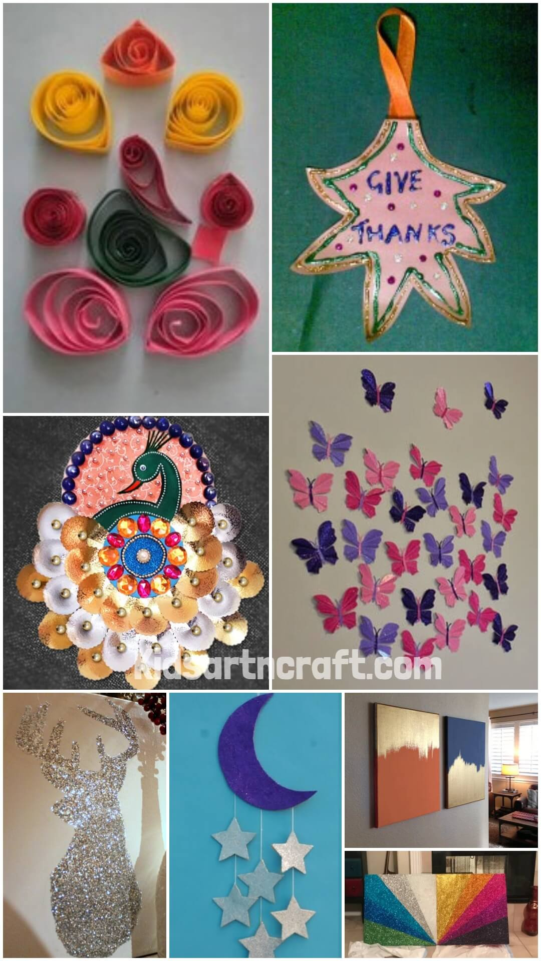 Glitter Paper Wall Hanging Ideas Kids Art Craft