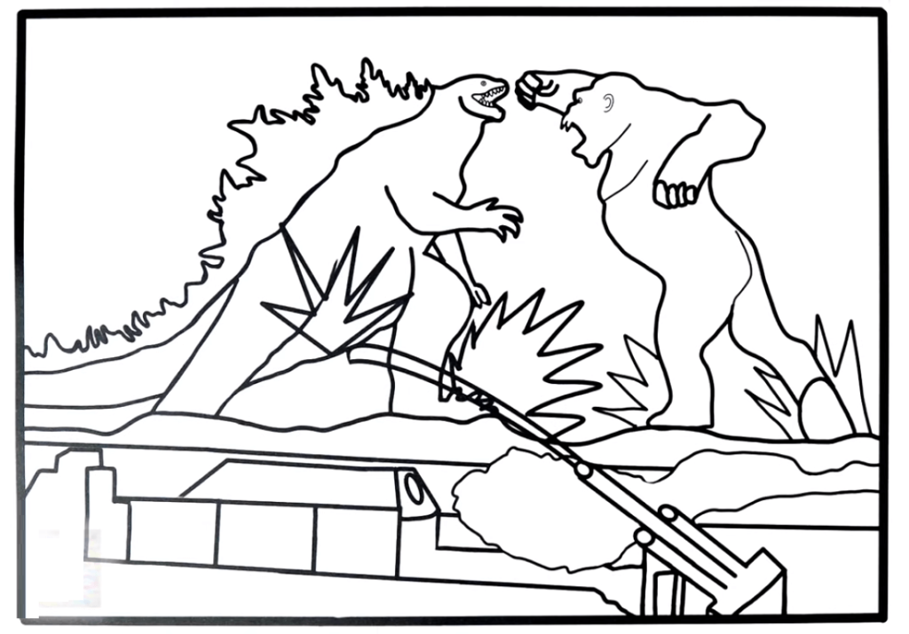 Godzilla Vs Kong Coloring Pages Coloring Home