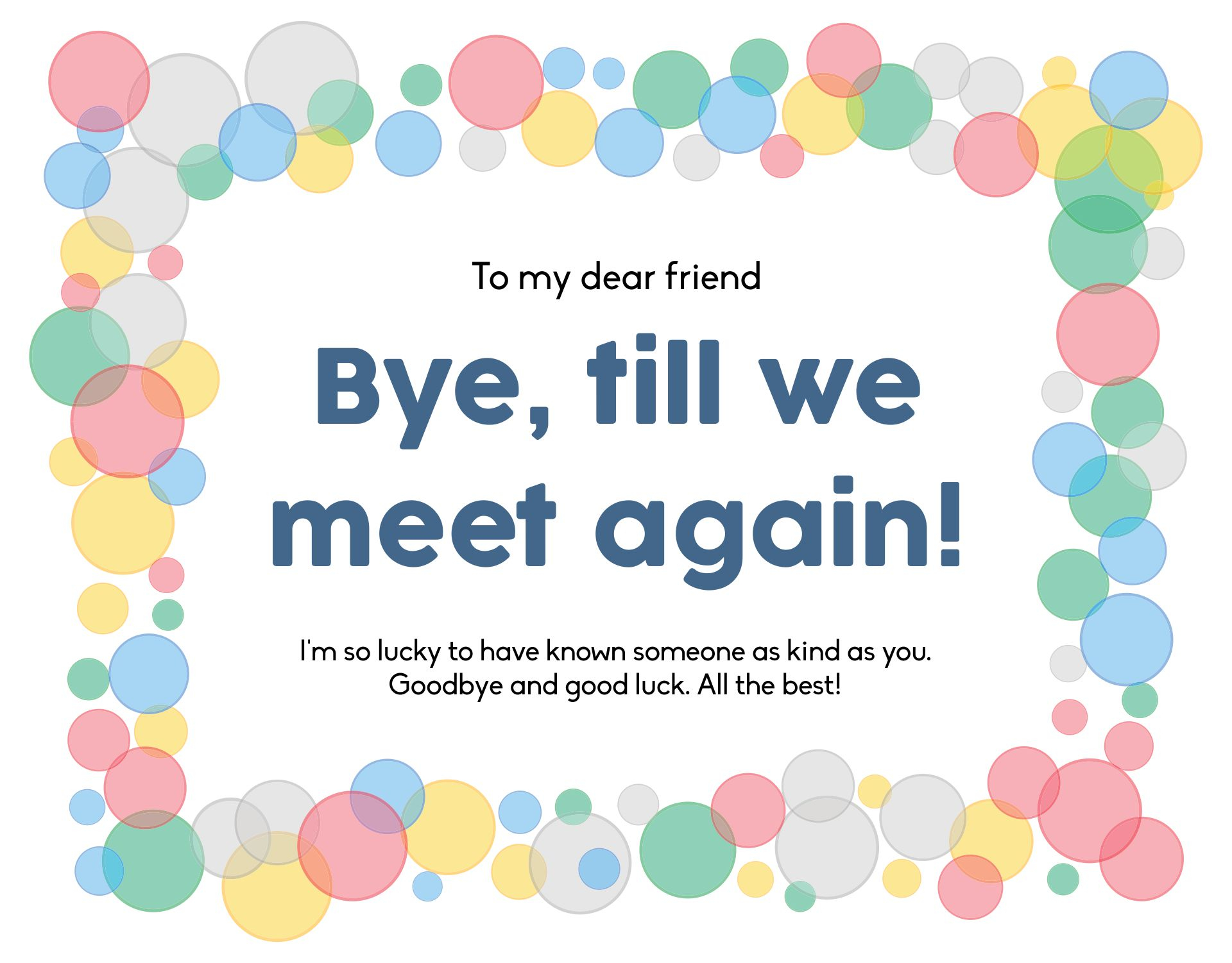 Good Bye Cards 10 Free PDF Printables Printablee