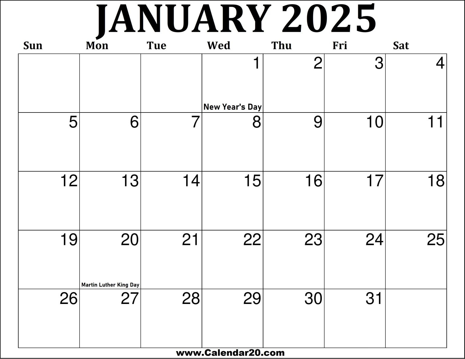 Grab Free Printable January 2025 Calendar Calendar Gallery