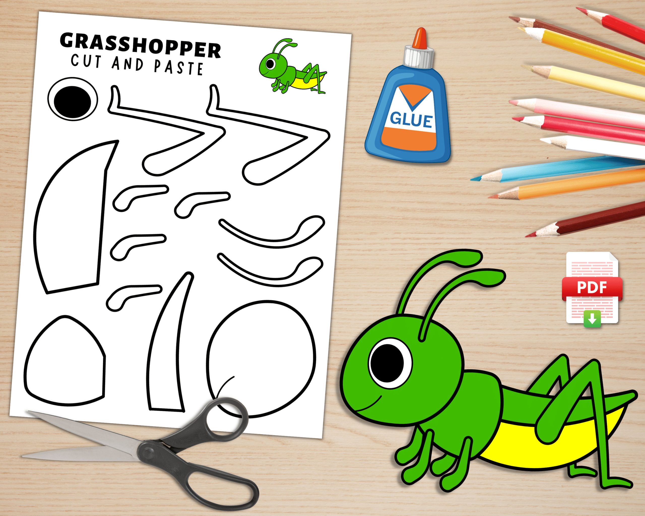printable grasshopper craft template