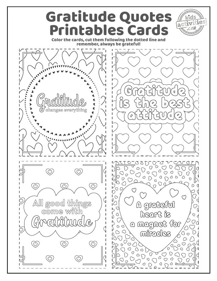 Gratitude Cards For Kids Coloring Pages Kids Activities Blog Quote 