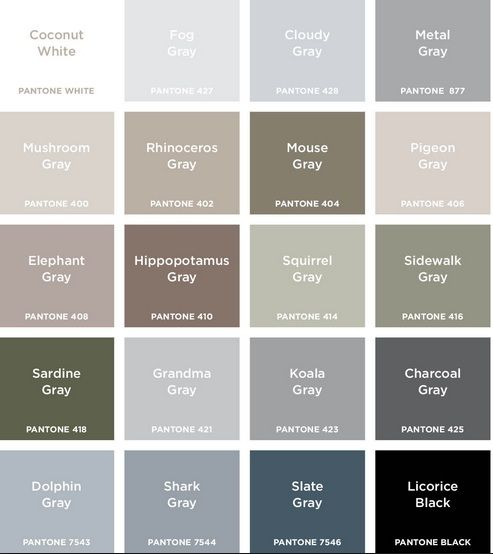 Grey Color Chart With Names