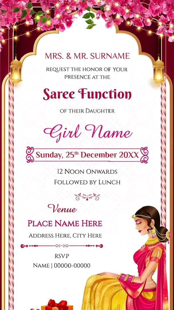 Half Saree Function Invitation Card