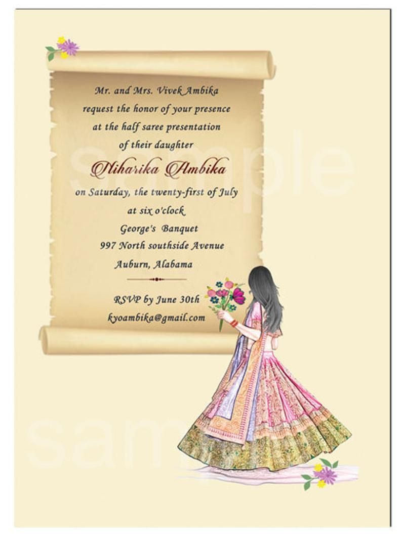 invitation template for half saree function