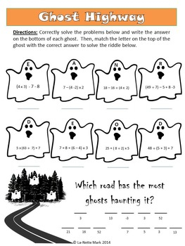 Halloween Activities Halloween Math For Middle School By La Nette Mark