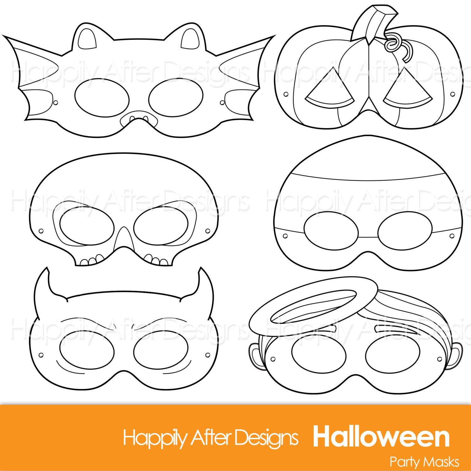 printable coloring halloween masks