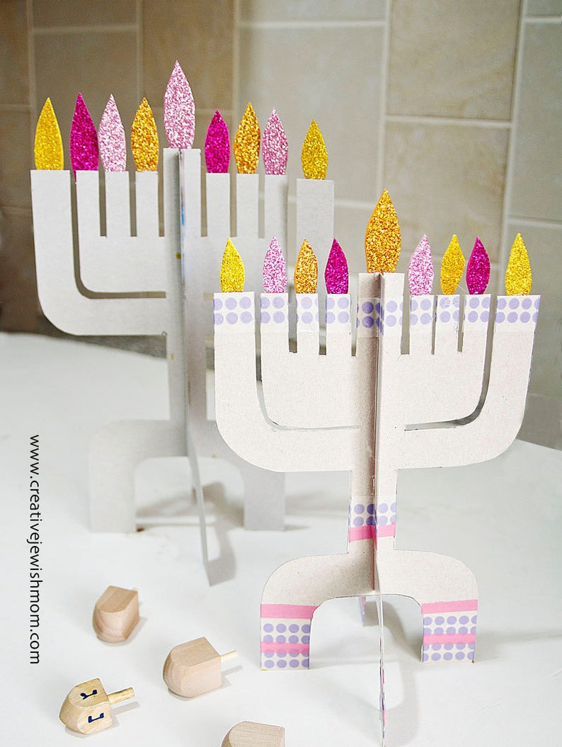 Hanukkah Menorah Craft Printable Templates To Make Three Etsy