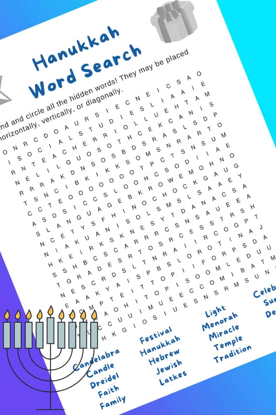Hanukkah Word Search Printable