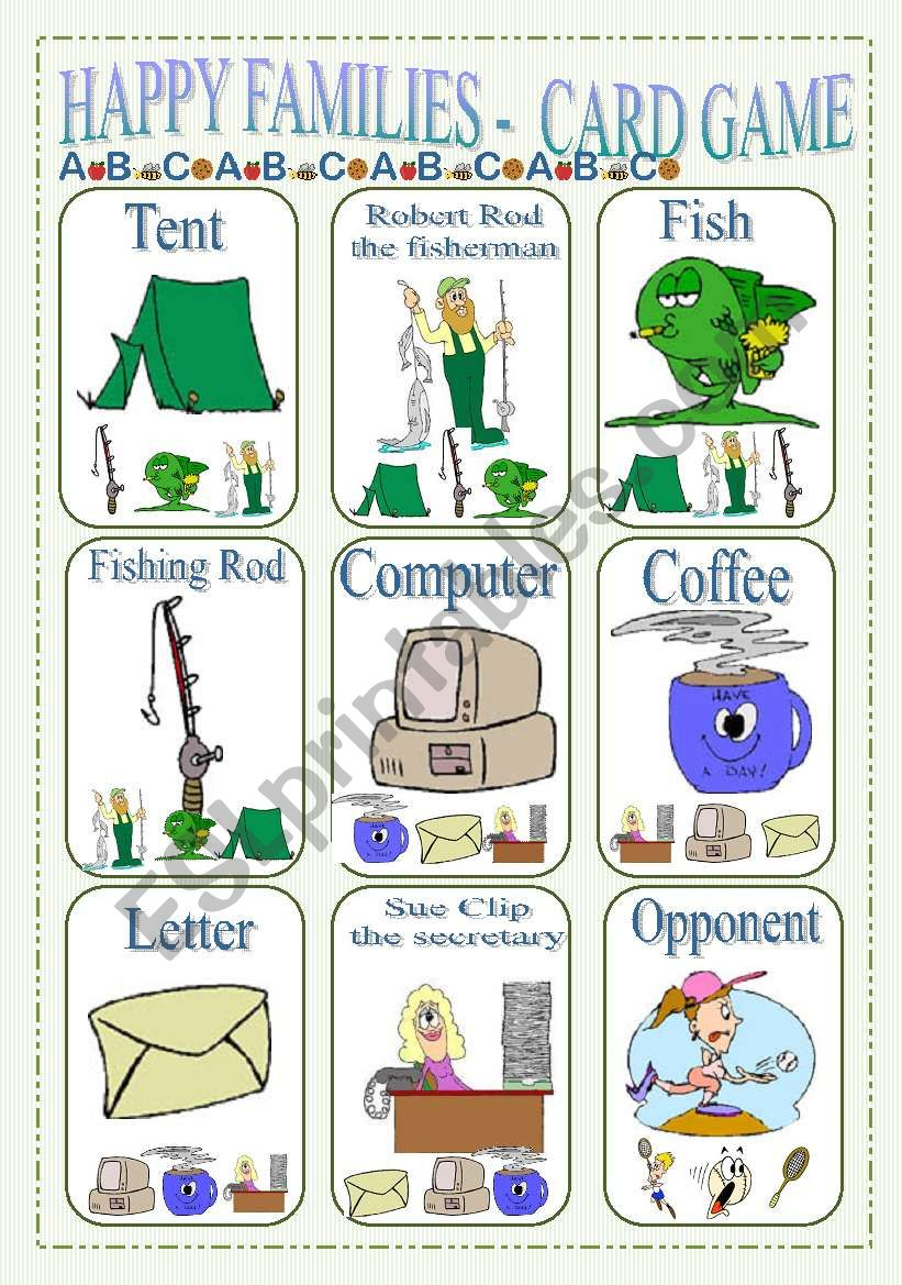 Happy Families Card Game New Set ESL Worksheet By Lilianac