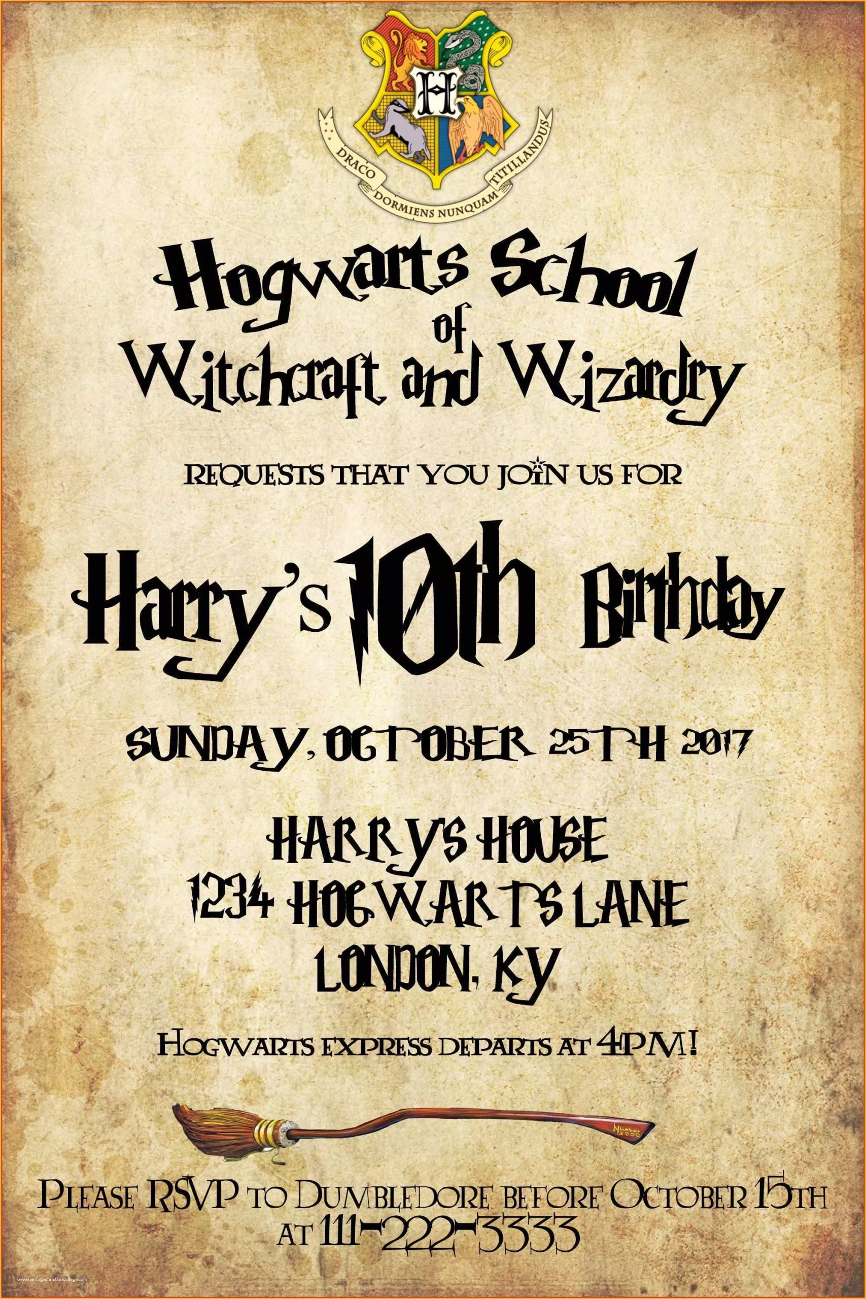 Harry Potter Invitation Template Free Of Free Harry Potter Invitations 