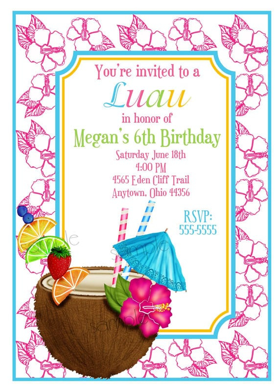 Hawaiian Birthday Party Invitation