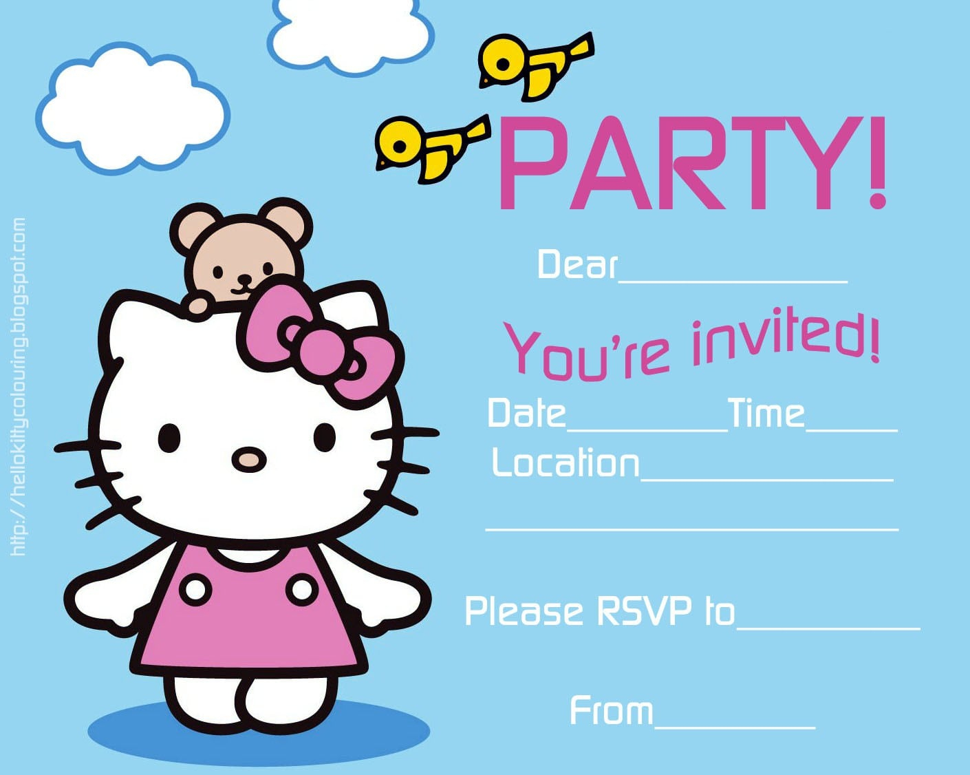 birthday invitation template hello kitty