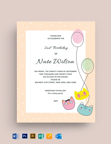 Hello Kitty Party Invitation Template Download In Word Illustrator 