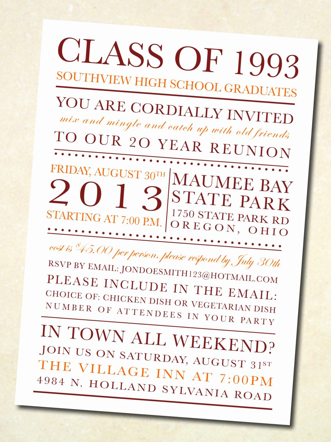 High School Reunion Invitation Wording Latter Example Template