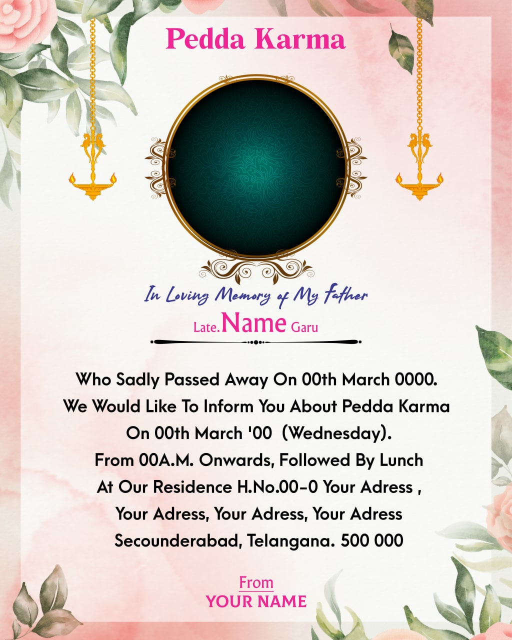 Hindu Funeral Invitation Card Template At Shelly Ahmed Blog