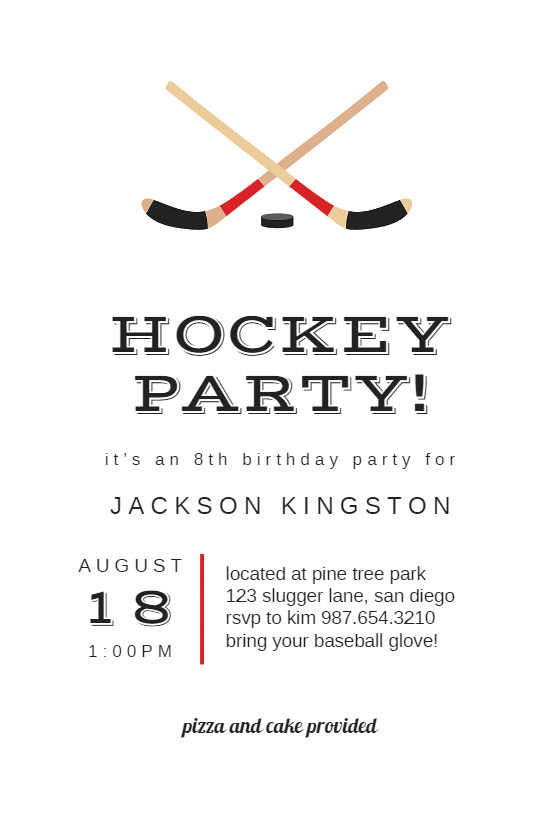 hockey birthday invitation templates free hockey birthday invitation templates free