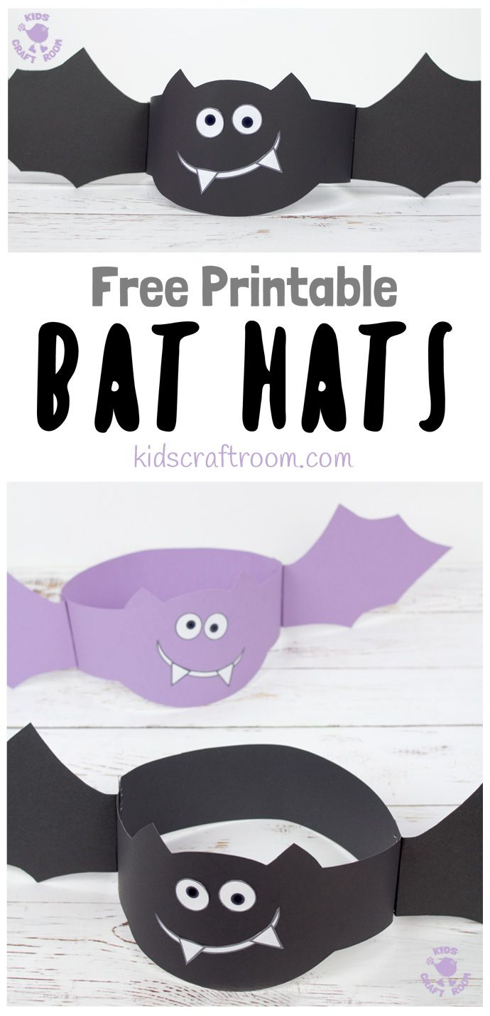How Fun Is This Free Printable Bat Hat Craft These Bat Crafts Are So 