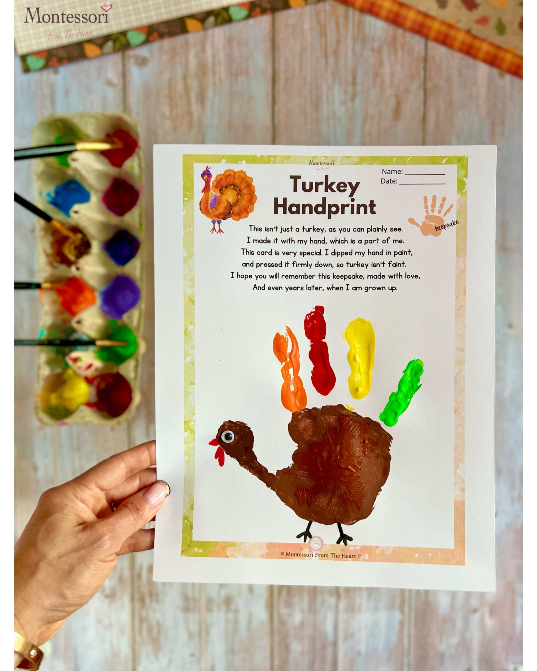 How To Make Cute Turkey Handprint Thanksgiving Kids Craft Montessori 